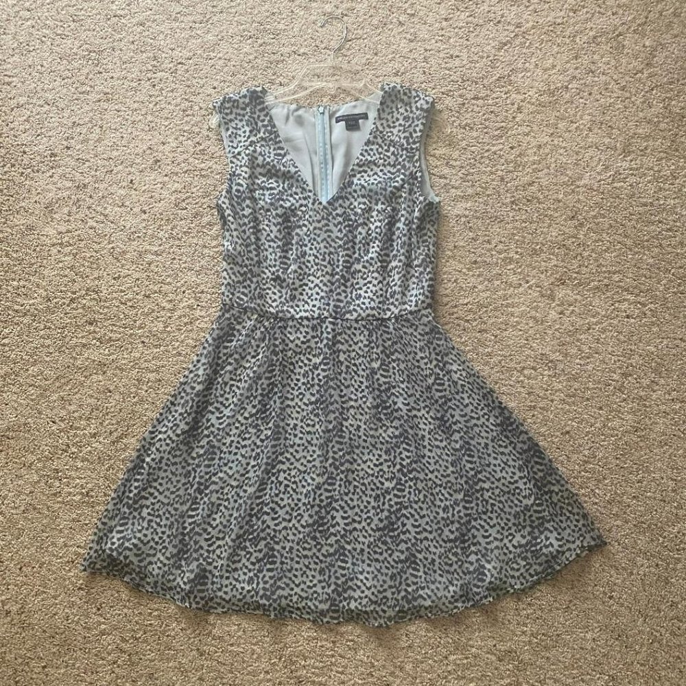 French Connection Chiffon Blue Animal Print Dress Size 8